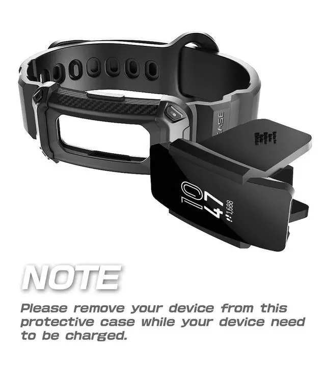 Alt view image 4 of 6 - for Fitbit Inspire & Fitbit Inspire Hr 2019 Watch Bands, Black | Built-in Rugged Protective Case,Thermoplastic Polyurethane, Adjustable Strap Wristband, Metal Buckle, Unicorn Beetle Pro
