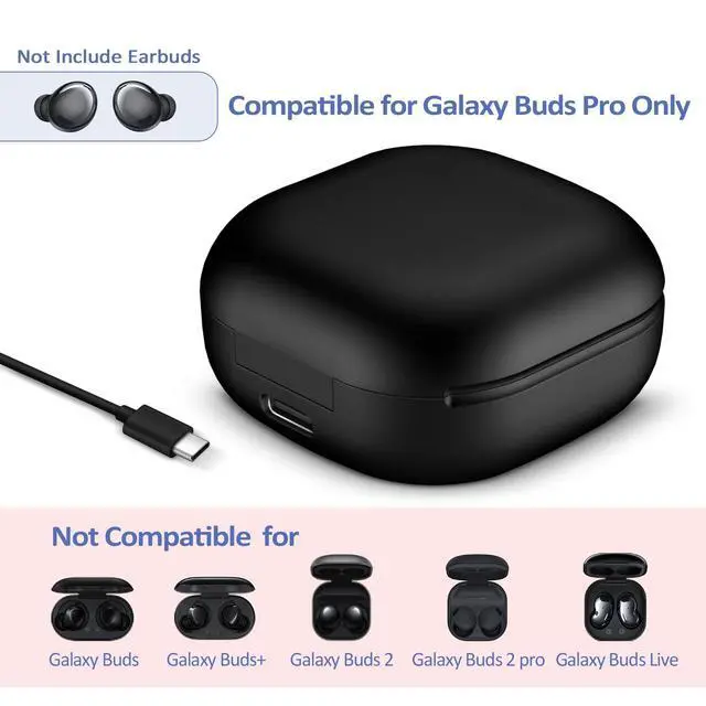 Alt view image 3 of 5 - Wireless Replacement Charging Case for Samsung Galaxy Buds Pro SM-R190 770mAh Battery, LED Indicator, Fast Charging, USB-C Cable, Bluetooth Pairing