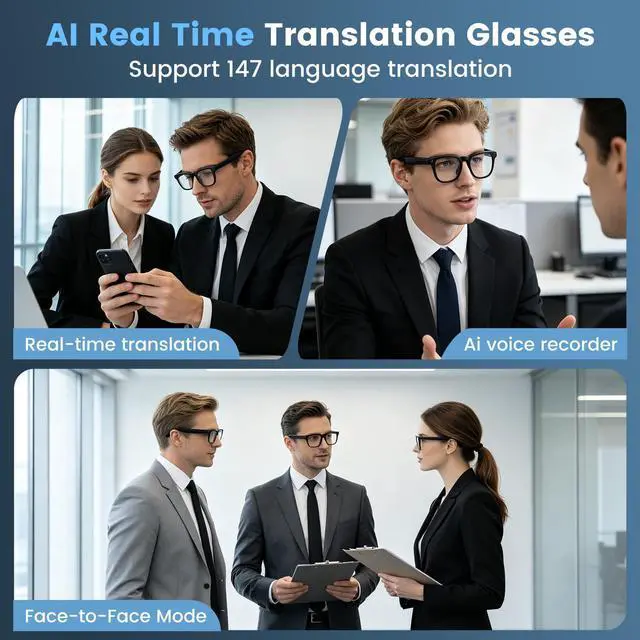 Alt view image 3 of 6 - AI Smart Glasses with Camera, 4K HD Video and Recording | 4K HD Video & Photo Capture, Real-Time Translation, Open-Ear Audio, Object Recognition, Bluetooth