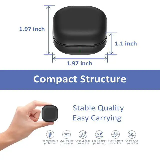 Alt view image 4 of 5 - Wireless Replacement Charging Case for Samsung Galaxy Buds Pro SM-R190 770mAh Battery, LED Indicator, Fast Charging, USB-C Cable, Bluetooth Pairing