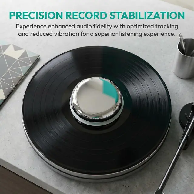 Alt view image 5 of 5 - Vinyl Record Weight Stabilizer,563g/19.86oz Stainless Steel Silver Turntable Weight for HiFi LP Record Player