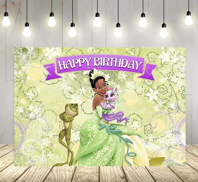 Main image of Princess Tiana Backdrop for Birthday Party Supplies Photo Backgrounds Princess and The Frog Birthday Theme Baby Shower Banner 59x38in
