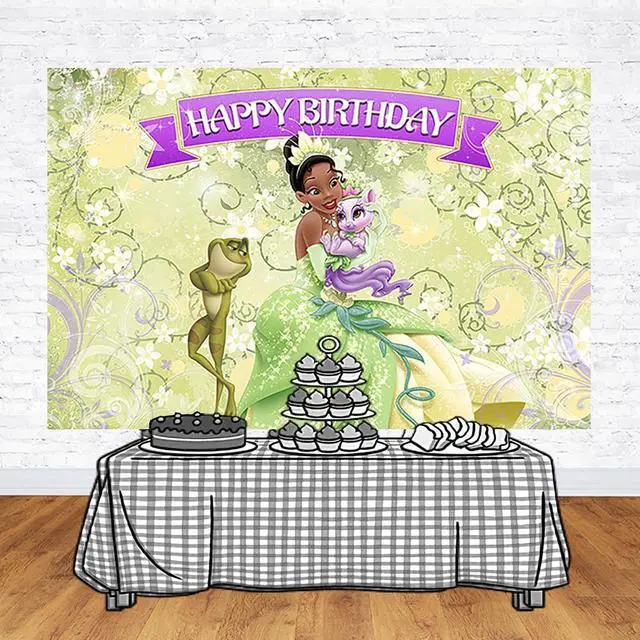Alt view image 3 of 3 - Princess Tiana Backdrop for Birthday Party Supplies Photo Backgrounds Princess and The Frog Birthday Theme Baby Shower Banner 59x38in
