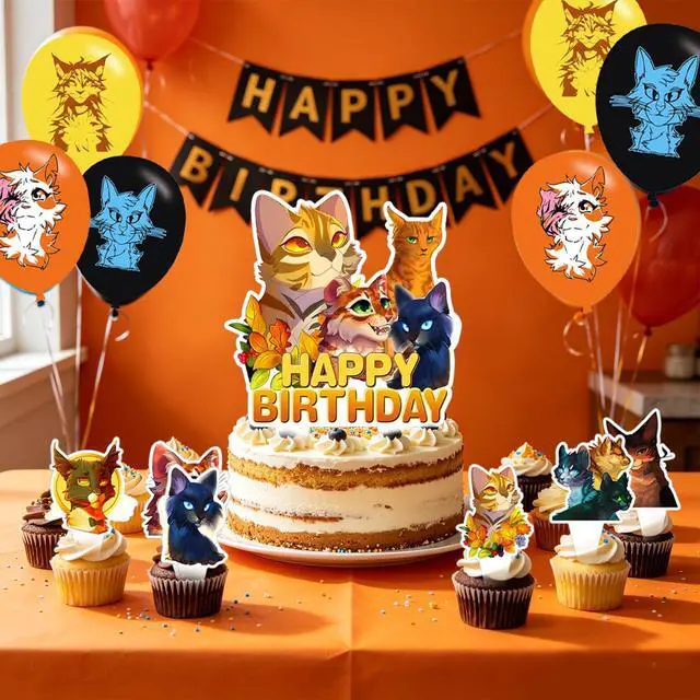 Alt view image 4 of 6 - Warriors Cats Birthday Party Backdrop Photo Background Warriors Cats Birthday Party Decorations Banner Cartoon Cat Theme Photography Backdrop