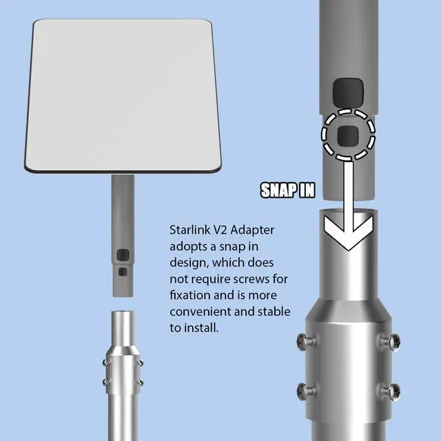 Alt view image 2 of 5 - Starlink Pipe Adapter, Designed for Starlink Second-Gen Dish, Mast Reducer Joint 2.0 Pipe Adapter, Suitable for TV Mast and Satellite Mast