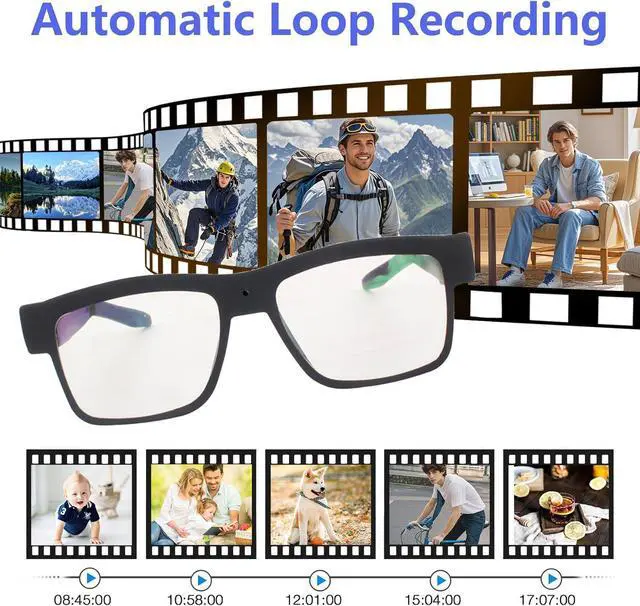 Alt view image 5 of 6 - Smart Video Glasses Camera 1080P HD - Portable Wearable Eyewear for Outdoor Sports, Biking & Hiking (Memory Card Not Included)