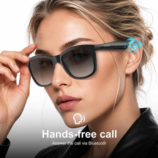 Alt view image 2 of 7 - Bluetooth Glasses,UV Protection,Long Battery Life,USB C Charging | Bluetooth Sunglasses, Smart Glasses, Polarized Lenses,Bluetooth Glasses for Women&Men, Hands-Free Calls,Voice Assistance