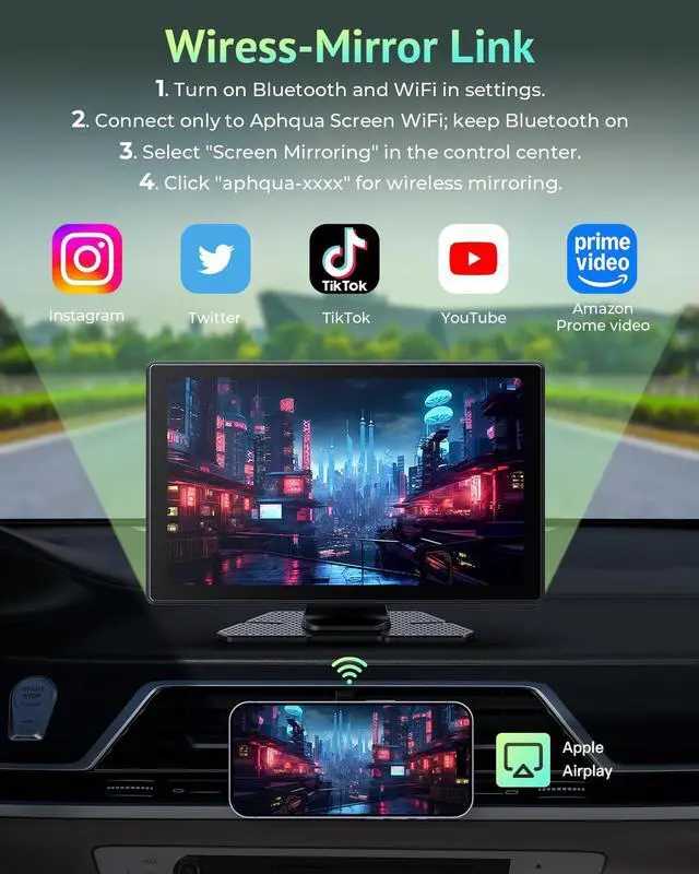 Alt view image 4 of 7 - Carplay Screen for Apple CarPlay & Android Auto with 4K Dash Cam 9" | Portable Car Play Screen for Car, HD IPS Backup Camera, GPS Navigation, Bluetooth, AirPlay, AUX/FM for All Vehicles