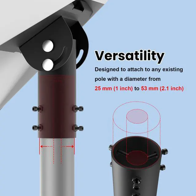 Alt view image 2 of 7 - Starlink Gen 3 Adjustable Mount, No Pipe | Heavy-Duty Pipe Adapter Kit for Starlink Standard 4/4X/V3, Fits 1.1-2.1 inch Masts | 90°-180° Tilt Angle Corrosion-Resistant