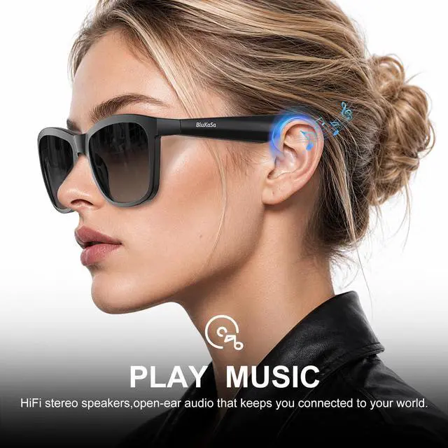 Alt view image 4 of 7 - Bluetooth Glasses,UV Protection,Long Battery Life,USB C Charging | Bluetooth Sunglasses, Smart Glasses, Polarized Lenses,Bluetooth Glasses for Women&Men, Hands-Free Calls,Voice Assistance
