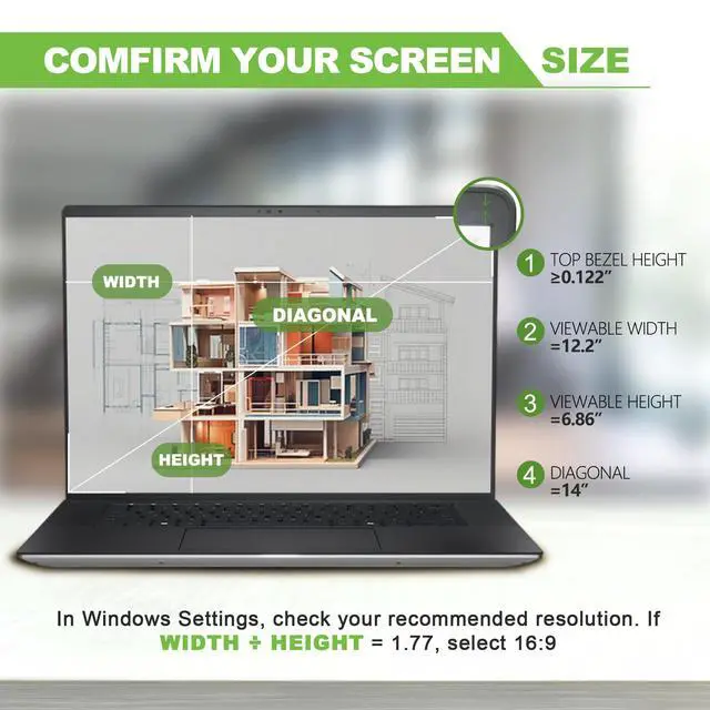 Alt view image 2 of 5 - Magnetic Laptop Privacy Screen 14 inch for 16:9 Computer Monitor, Removable Anti-Glare Screen Privacy Shield, Screen Filter and Protector for Laptop (12 3/16" × 6 7/8"), Fits (FHD 1920 × 1080)