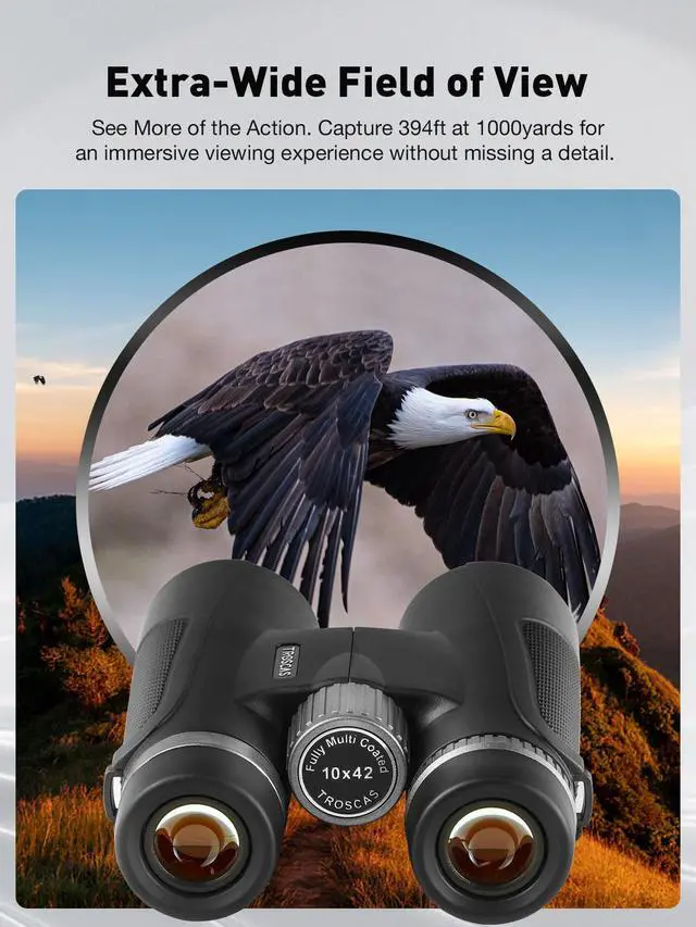 Alt view image 2 of 7 - Dawn Series 10x42 Binoculars for Adults - Wide Field of View with Phone Adapter for Bird Watching, Hunting & Stargazing