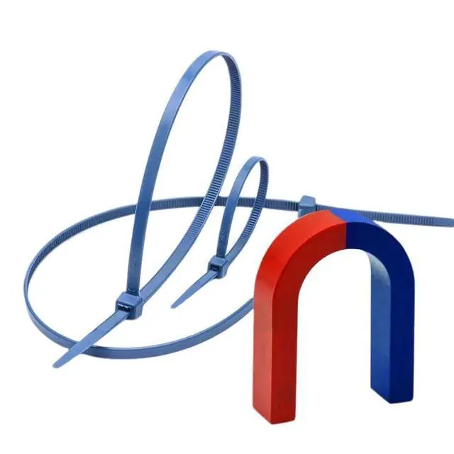 Alt view image 3 of 6 - 8" Metal Detectable Zip Ties,High Visibility Blue,Self Locking Nylon Ties,Perfect for Food Processing Pharmaceutical Factory Safety Use(pack of 100 pcs)