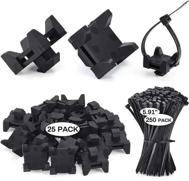 Main image of 12316, 15 and 40 Series Nylon Cable Zip Tie Mounting Block Compatible with 8020 Cable Tie Mount for Wire Management (25 Set)