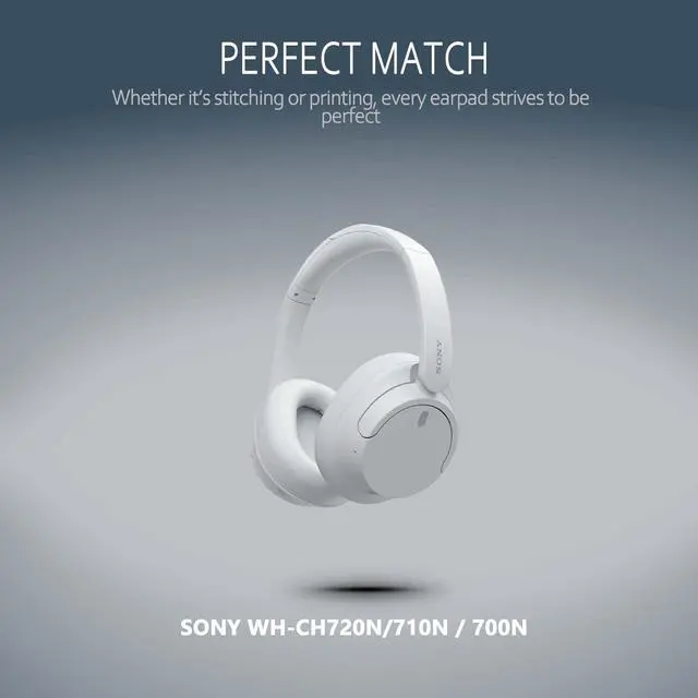 Alt view image 6 of 6 - Replacement Earpads for Sony WH-CH720N Headphones, Sony Ear Cushion Compatible with Sony WH CH720N, Sony WH-CH720N(CH720N) Ear Pads with Protein Leather Memory Foam, White