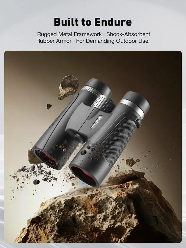 Alt view image 6 of 7 - Dawn Series 10x42 Binoculars for Adults - Wide Field of View with Phone Adapter for Bird Watching, Hunting & Stargazing