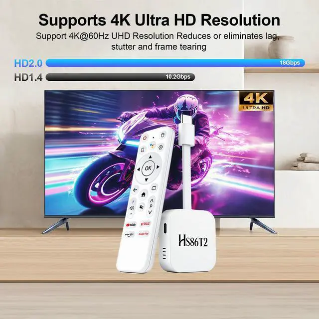 Alt view image 7 of 7 - Latest Smart TV Stick Android 14.0 2026 4K @60fps Ultra HD TV Stick Android Box 2GB RAM 16GB ROM RK3518 Processor Dual WiFi 6 2.4G/5G BT5 HDR10+ USB2.0 HDMI 2.0 with Bluetooth Voice Remote Control