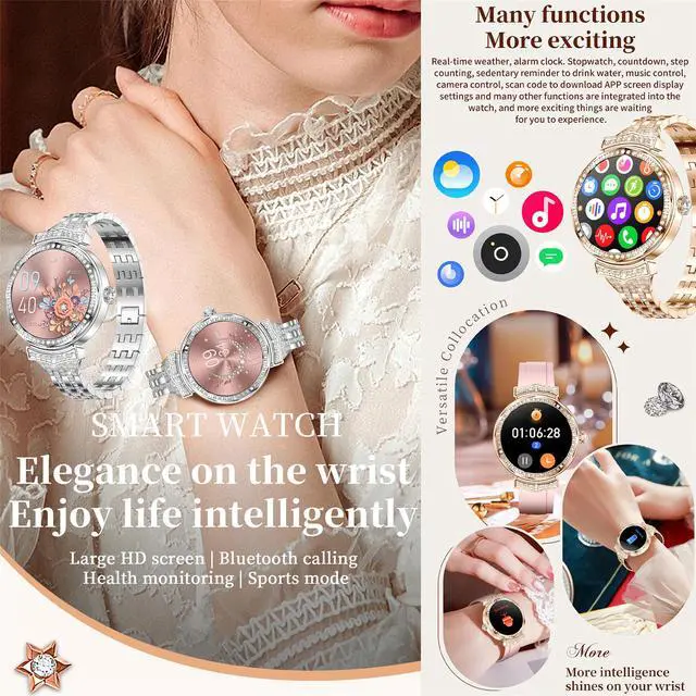 Alt view image 2 of 7 - Smart Watch (Answer/Make Calls) for Women,1.32" AMOLED Smartwatch for Android and for iPhone, 3ATM Fitness Tracker with Heart Rate/Sleep/SpO2 Monitor, 100+ Sport Modes Fitness Watch (Silver)