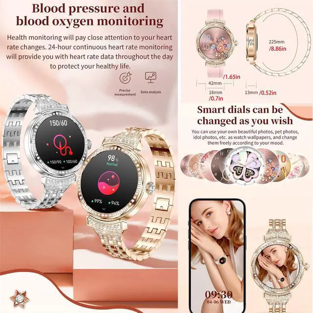 Alt view image 5 of 7 - Smart Watch (Answer/Make Calls) for Women,1.32" AMOLED Smartwatch for Android and for iPhone, 3ATM Fitness Tracker with Heart Rate/Sleep/SpO2 Monitor, 100+ Sport Modes Fitness Watch (Silver)
