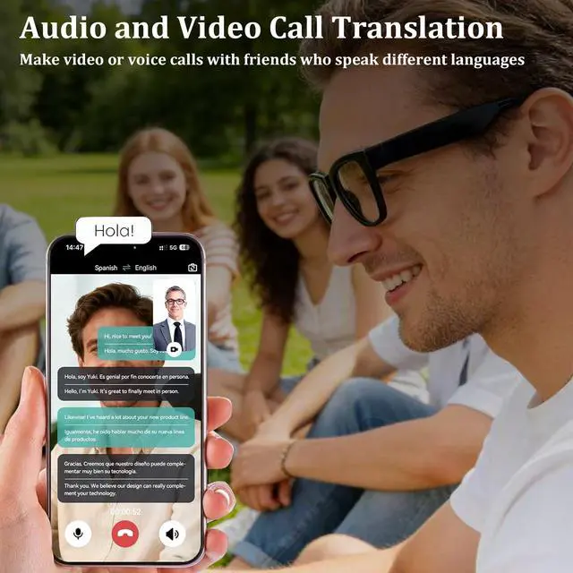 Alt view image 3 of 7 - AI Smart Glasses with Chat GPT, Bluetooth Glasses with 164 Languages for Men and Women, Music Playback & Hands-Free Calls, Color-Change Lens, Voice Assistant
