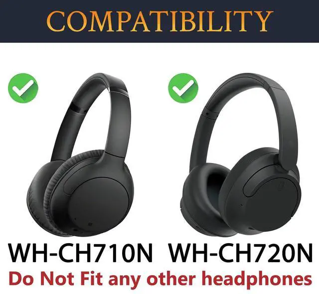 Alt view image 2 of 7 - Earpads for Sony WH-CH710N/CH720N - Black | for WH-CH710N(WHCH710N)/WH-CH720N(WHCH720N) Wireless Headphones