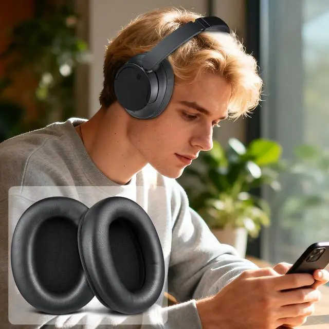 Alt view image 5 of 7 - Earpads for Sony WH-CH710N/CH720N - Black | for WH-CH710N(WHCH710N)/WH-CH720N(WHCH720N) Wireless Headphones