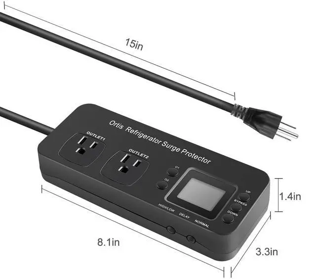 Alt view image 6 of 7 - Refrigerator Surge Protector, Double Outlet Electronic Surge Protector for Home Appliances with Time Delay & Real-Time Electricity Usage Monitor, Protects All Voltage Abnormalities