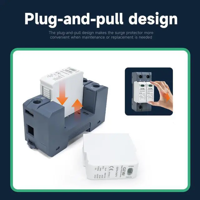 Alt view image 3 of 7 - 1PCS 2P 40KA Voltage Surge Protector DC 1000V Solar PV Lightning Arrester Device for Rv, Home Lightning Protection System 35mm DIN Rail Mount
