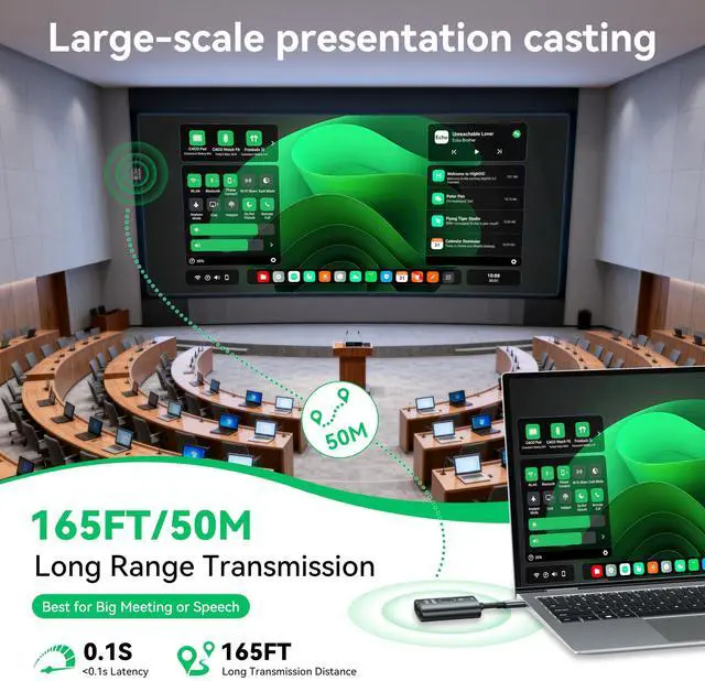 Alt view image 3 of 7 - USB C Wireless HDMI Transmitter and Receiver2026 Upgrade ModelWirelessly cast Your Phone or Laptop Screen to a DisplayPlug and Play, no downloads or Complex Setup Required