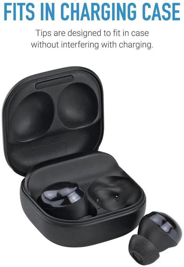 Alt view image 4 of 7 - Memory Foam Replacement Ear Tips, Black, Medium (3 Pairs) | For Samsung Galaxy Buds Pro, Ultimate Comfort, Secure Fit, Superior Noise Isolation