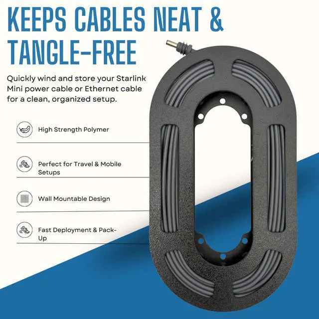 Alt view image 2 of 6 - Starlink Mini Cable Spool Organizer for 15m (49ft) Power Cable & Ethernet Cable Wall Mountable Cable Storage Reel, Tangle-Free Cable Management