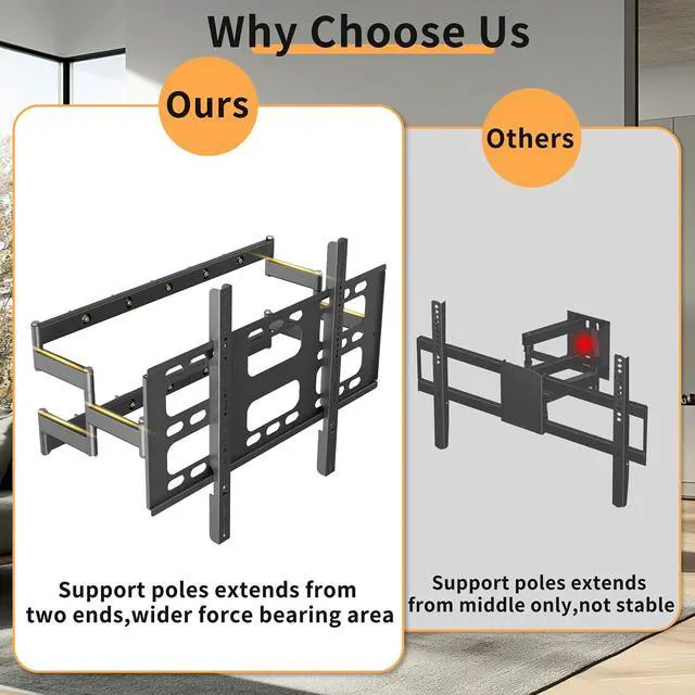 Alt view image 4 of 7 - TV Wall Mount for 55-100 Inch TVs, Holds up to 264 lbs | Heavy Duty TV Mount with Extension,Wall Mount TV Bracket with Articulating Dual Arms,Max VESA 800 x 600mm,VC-Z1688