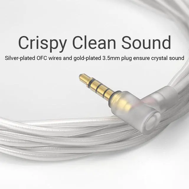 Alt view image 5 of 5 - 3.5mm 2-Pin 0.78mm IEM Cable with Microphone, Silver Plated OFC Wires Earphone Cable with Boom MIC for Wan'er S.G, ZS10 Pro, ZS10 Pro X, ZSN PRO, ZSX in-Ear Monitor, 4 Feet