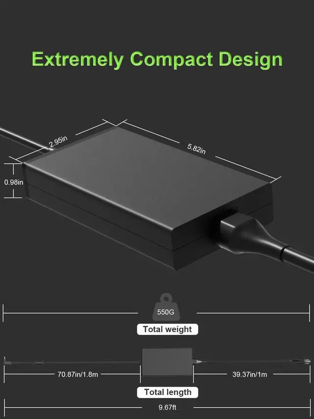 Alt view image 5 of 7 - 135W Charger Compatible with Acer Nitro 5 7 V16 V15 V17 V14 AN515 AN517 AN715 N20C1 Aspire 7 VX 15 ConceptD Laptop C27 Z3 Z24 CA24I2 AIO Desktop AC Adapter