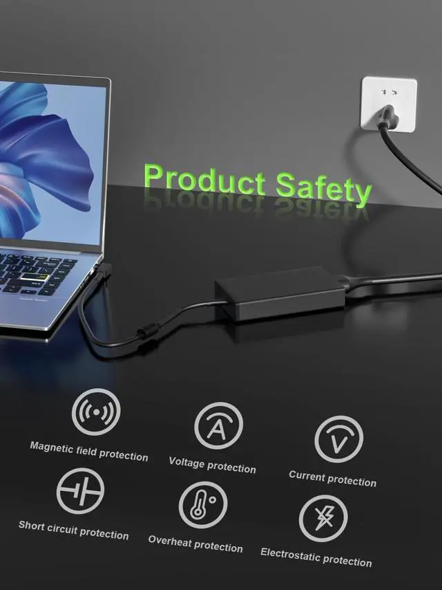 Alt view image 6 of 7 - 135W Charger Compatible with Acer Nitro 5 7 V16 V15 V17 V14 AN515 AN517 AN715 N20C1 Aspire 7 VX 15 ConceptD Laptop C27 Z3 Z24 CA24I2 AIO Desktop AC Adapter