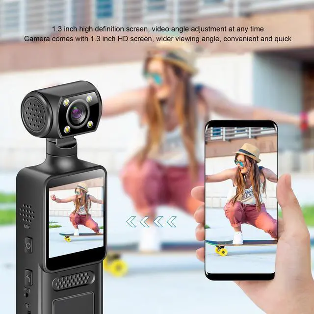 Alt view image 7 of 7 - 4K WiFi Action Camera with 180° Rotating Lens and LED Light, 40MP Ultra HD, 135° Wide Angle, APP Control Water Proof Handheld Camera for Outdoor Sports, 1000mAh Long Battery