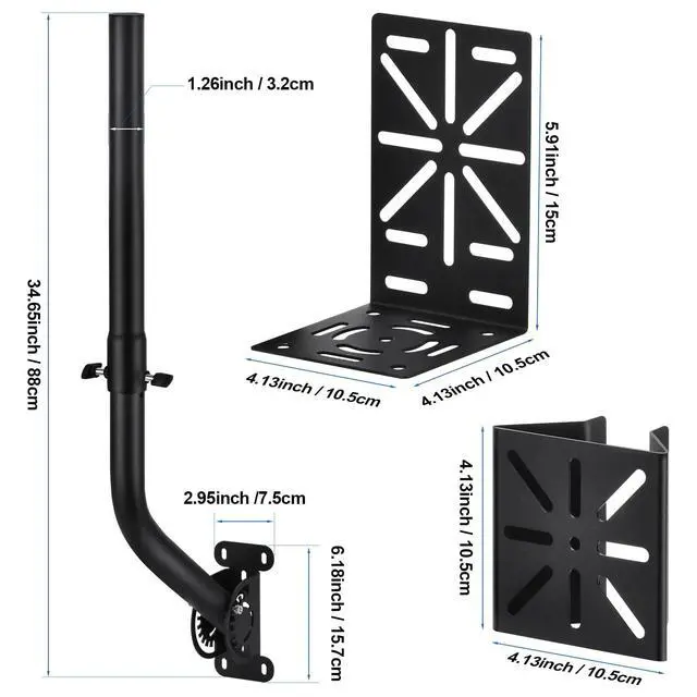 Alt view image 2 of 7 - Universal Adjustable Outdoor Antenna Mounting Pole Weather Station Mount Heavy-Duty J-Shaped Bracket for Starlink Dish Weather Station Pole WiFi Extender Antennas(34.65 * 1.26 Inches)