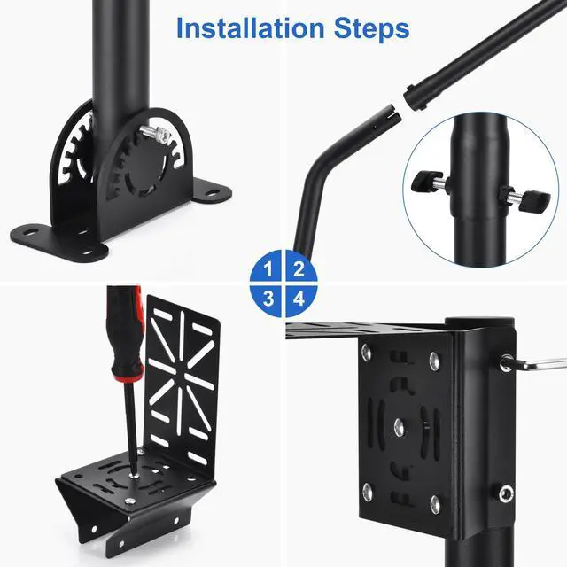 Alt view image 3 of 7 - Universal Adjustable Outdoor Antenna Mounting Pole Weather Station Mount Heavy-Duty J-Shaped Bracket for Starlink Dish Weather Station Pole WiFi Extender Antennas(34.65 * 1.26 Inches)