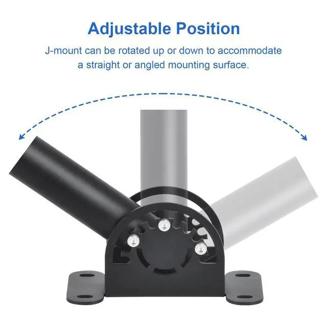 Alt view image 4 of 7 - Universal Adjustable Outdoor Antenna Mounting Pole Weather Station Mount Heavy-Duty J-Shaped Bracket for Starlink Dish Weather Station Pole WiFi Extender Antennas(34.65 * 1.26 Inches)