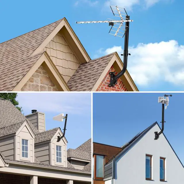 Alt view image 7 of 7 - Universal Adjustable Outdoor Antenna Mounting Pole Weather Station Mount Heavy-Duty J-Shaped Bracket for Starlink Dish Weather Station Pole WiFi Extender Antennas(34.65 * 1.26 Inches)