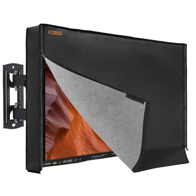 Alt view image 2 of 7 - 48-50 inch Outdoor TV Cover, Roll up Front Flap with Non Scratch Soft Liner Protect LED Screen, Zipper Access Weatherproof TV Protector, Outside Waterproof Television Cover fit Wall Mount