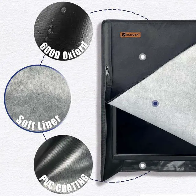 Alt view image 4 of 7 - 48-50 inch Outdoor TV Cover, Roll up Front Flap with Non Scratch Soft Liner Protect LED Screen, Zipper Access Weatherproof TV Protector, Outside Waterproof Television Cover fit Wall Mount
