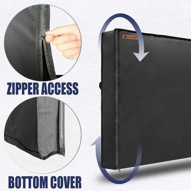 Alt view image 5 of 7 - 48-50 inch Outdoor TV Cover, Roll up Front Flap with Non Scratch Soft Liner Protect LED Screen, Zipper Access Weatherproof TV Protector, Outside Waterproof Television Cover fit Wall Mount
