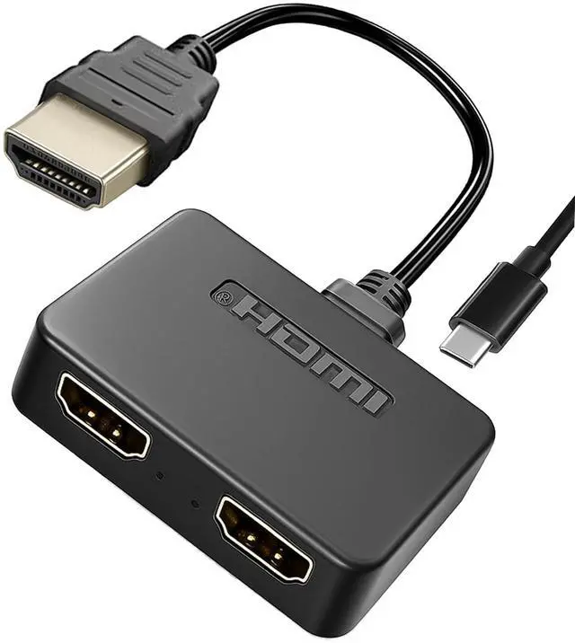 Main image of 4K@60Hz HDMI Splitter 1 in 2 Out, Dual HDMI Adapter | Mirror Screens Only, HDMI 2.0 Video Duplicator with 2.5ft USB Power Cable, Supports TV, Monitor, Projector, PS4, Xbox