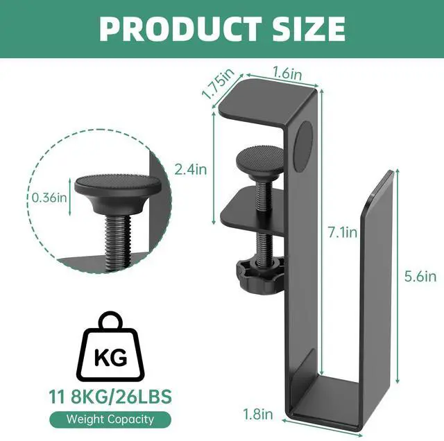 Alt view image 6 of 7 - Adjustable Side Laptop Mount, No Drill Desk Storage Organizer, Metal Hanging Notebooks Holder, Punch-Free Clamp for MacBook Pro, Documents with Anti-Scratch Silicone