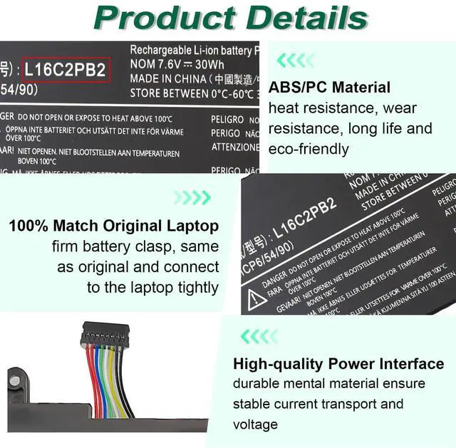 Alt view image 4 of 7 - L16C2PB2 Battery Replacement for Lenovo IdeaPad 320 330 S145 320-15abr | 320-15ikb 320-17ikb 330-15ikb 330-15ast 330-17ikb S145-15iwl S145-14iwl Serie L17L2PF1 L17M2PB7 L16L2PB2 L16M2PB2 2ICP6/54/90