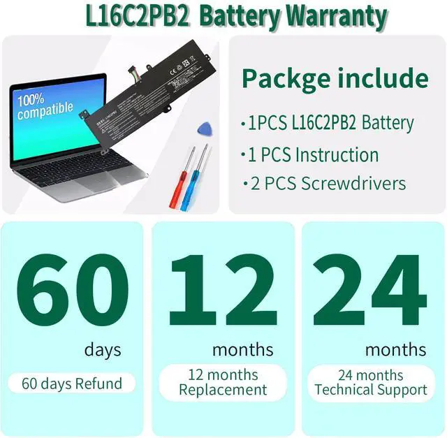 Alt view image 6 of 7 - L16C2PB2 Battery Replacement for Lenovo IdeaPad 320 330 S145 320-15abr | 320-15ikb 320-17ikb 330-15ikb 330-15ast 330-17ikb S145-15iwl S145-14iwl Serie L17L2PF1 L17M2PB7 L16L2PB2 L16M2PB2 2ICP6/54/90