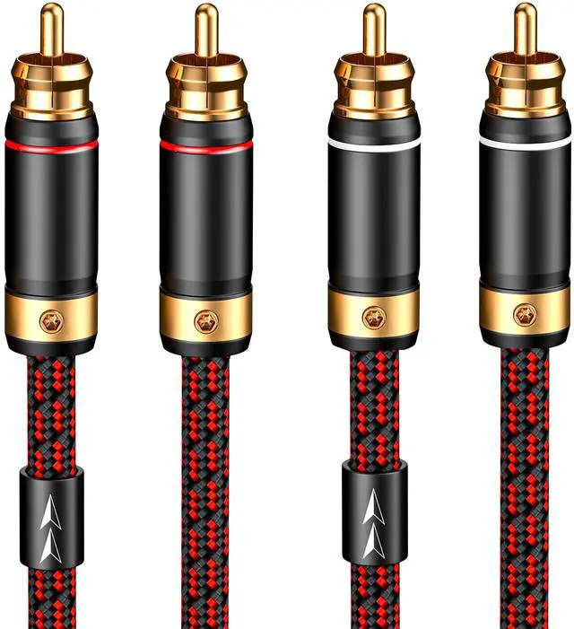 Main image of Audiophiles RCA/Phono Cable 2 RCA Male to 2 RCA Male HiFi System Interconnect Cable Braided for Home Cinema Subwoofer Amplifiers Blu-ray (Straight to Straight, 3.2ft/1m)
