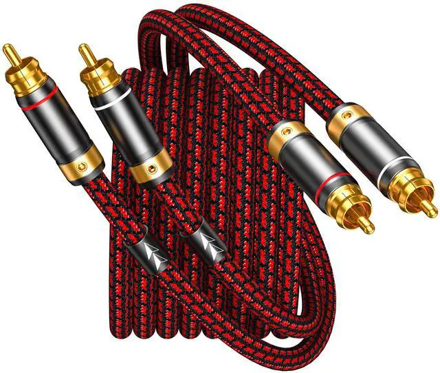 Alt view image 2 of 6 - Audiophiles RCA/Phono Cable 2 RCA Male to 2 RCA Male HiFi System Interconnect Cable Braided for Home Cinema Subwoofer Amplifiers Blu-ray (Straight to Straight, 3.2ft/1m)