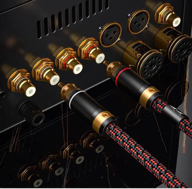 Alt view image 6 of 6 - Audiophiles RCA/Phono Cable 2 RCA Male to 2 RCA Male HiFi System Interconnect Cable Braided for Home Cinema Subwoofer Amplifiers Blu-ray (Straight to Straight, 3.2ft/1m)